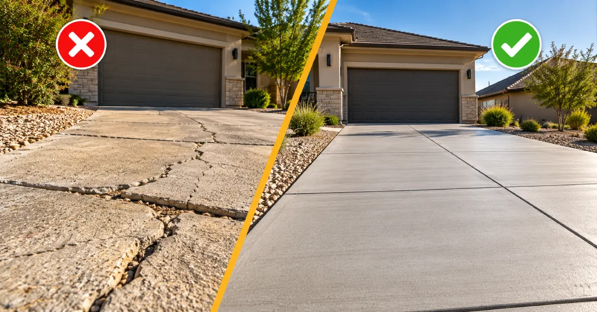 Cracked vs. Smooth Driveway Comparison in Odessa & Midland Tx